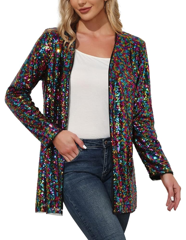 Amazon.com: KANCY KOLE Women's Plus Size Sequin Jacket Long